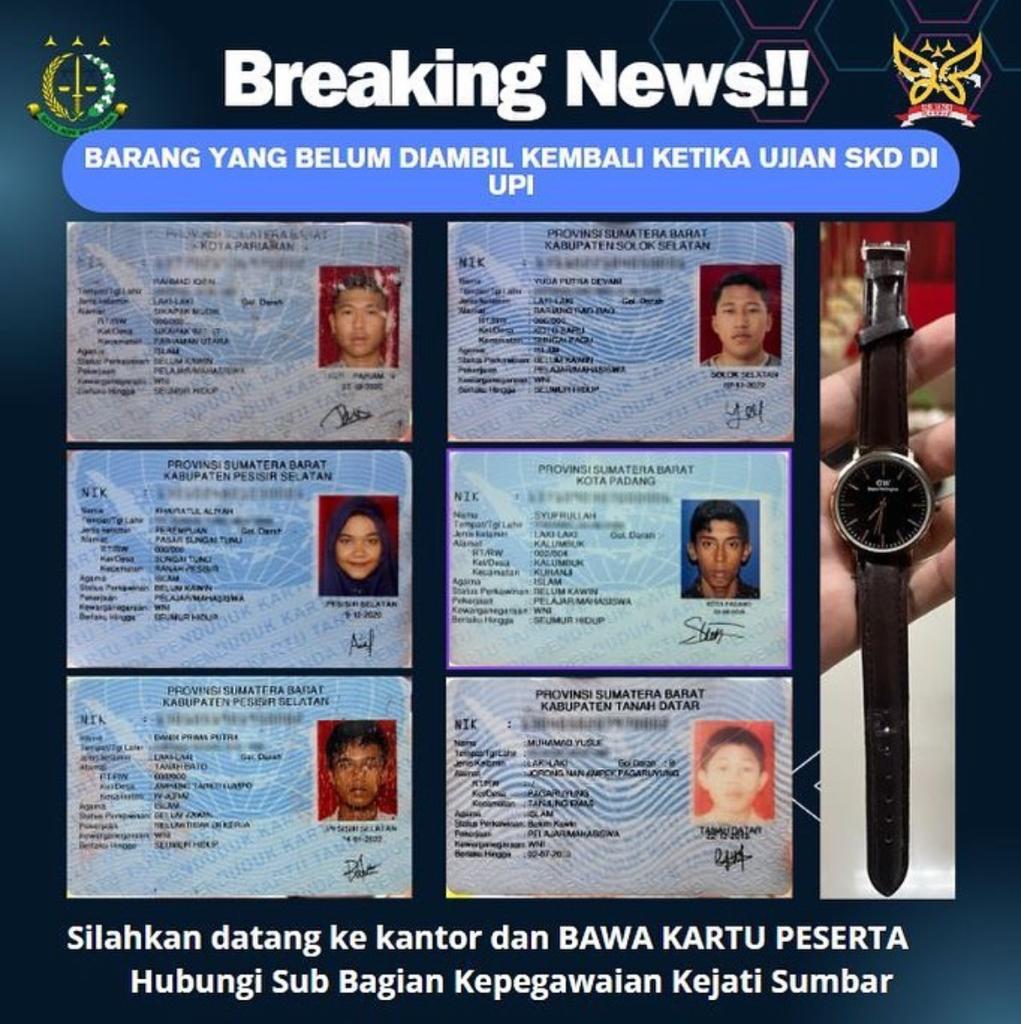 BARANG YANG BELUM DIAMBIL KEMBALI KETIKA UJIAN SKD DI UPI