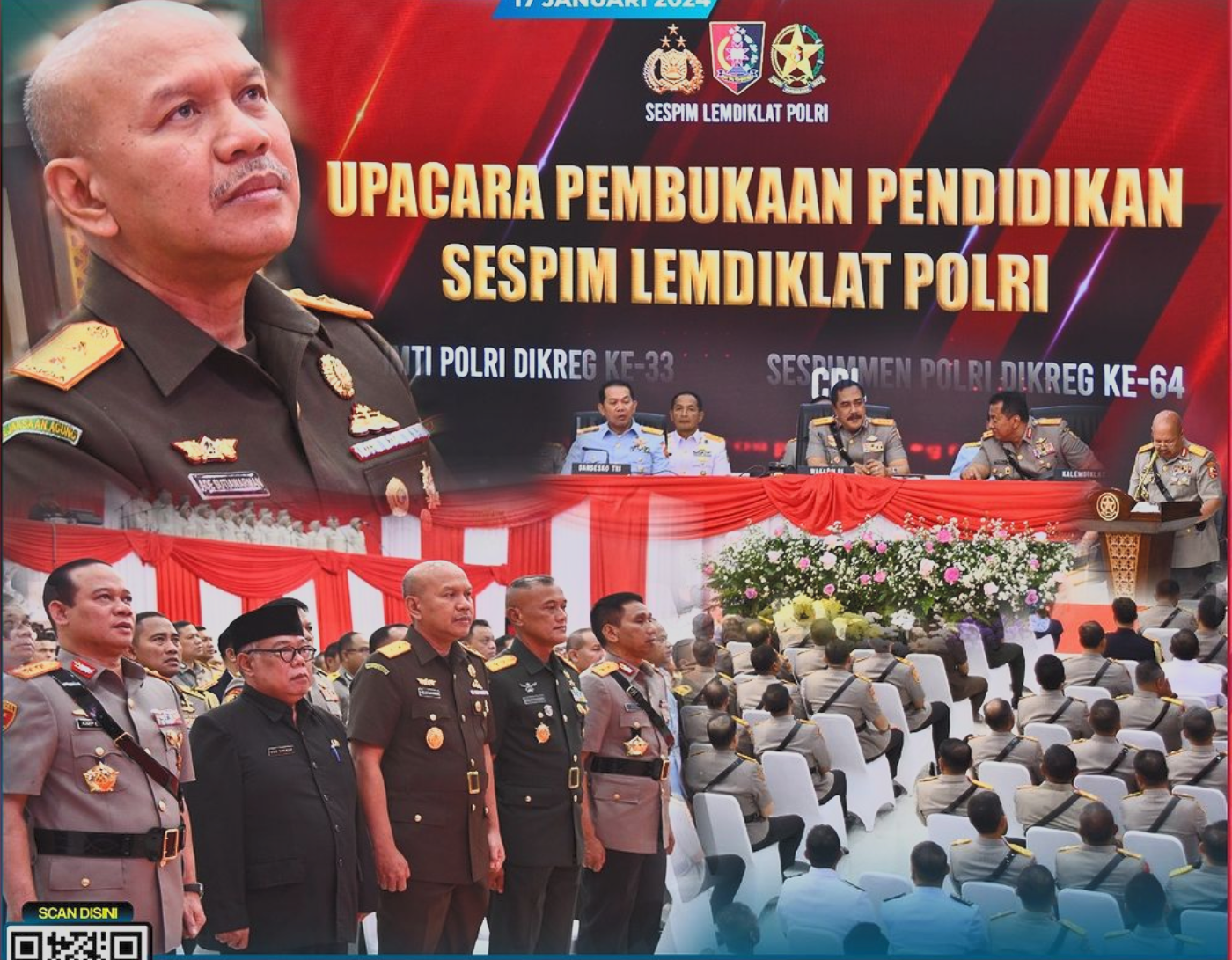 Upacara Pembukaan Pendidikan Sespimti Polri Dikreg Ke-33 dan Sespimmen Polri Dikreg Ke-64 Tahun Anggaran 2024.