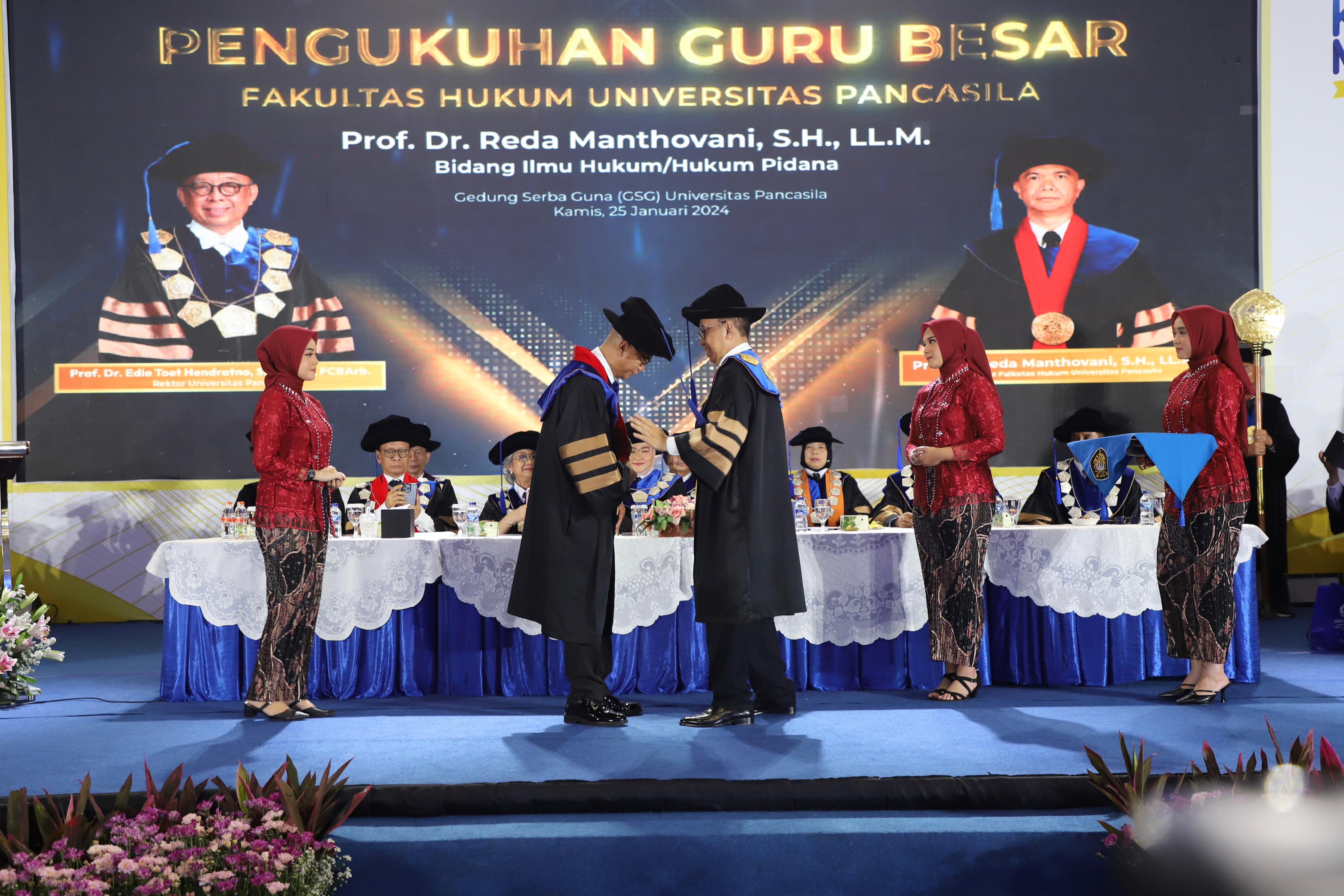 Pengukuhan Prof. Dr. Reda Manthovani, S.H., LL.M.  Sebagai Guru Besar Bidang Ilmu Hukum Pidana  Universitas Pancasila