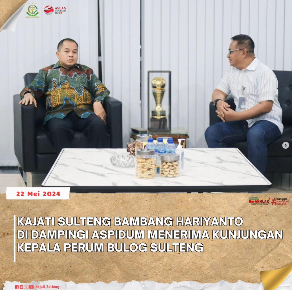 KAJATI SULTENG BAMBANG HARIYANTO MENERIMA KUNJUNGAN KEPALA PERUM BULOG SULTENG