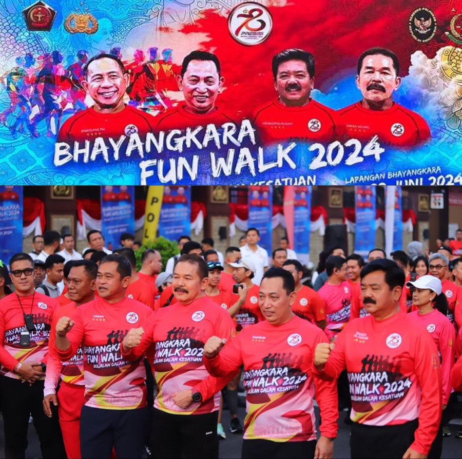 Jaksa Agung Bersama Kapolri, Menkopolhukam dan KSAD Flag Off Membuka Kegiatan Bhayangkara Fun Walk 2024