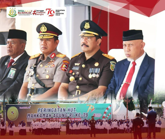 Plt. Kepala Kejaksaan Tinggi Sumatera Barat Sugeng Hariadi, S.H., M.H., menghadiri Upacara Peringatan HUT Mahkamah Agung RI ke-79