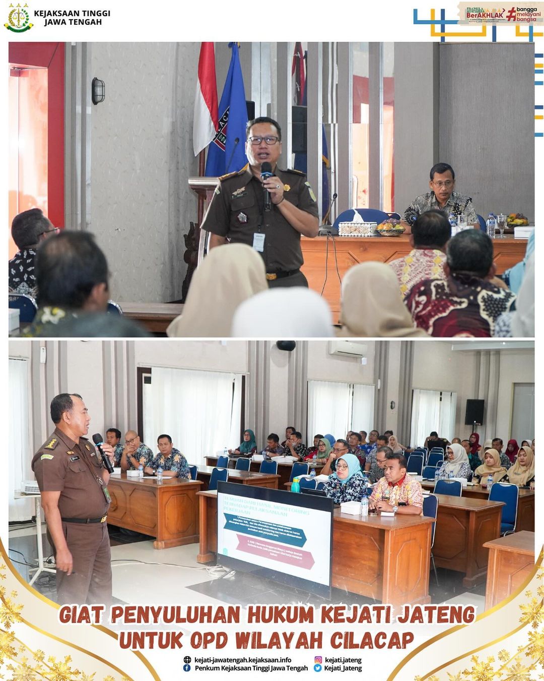 Giat Penyuluhan Hukum Kejati Jateng untuk Organisasi Perangkat Daerah OPD) di wilayah Kabupaten Cilacap Provinsi Jawa Tengah