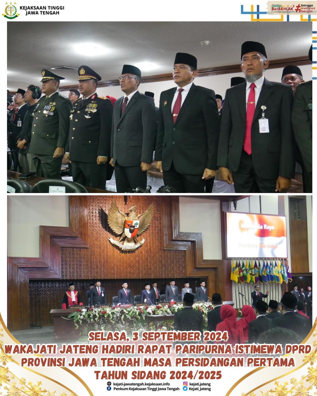 Rapat Paripurna Istimewa DPRD Provinsi Jawa Tengah Masa Persidangan Pertama Masa Sidang 20242025.