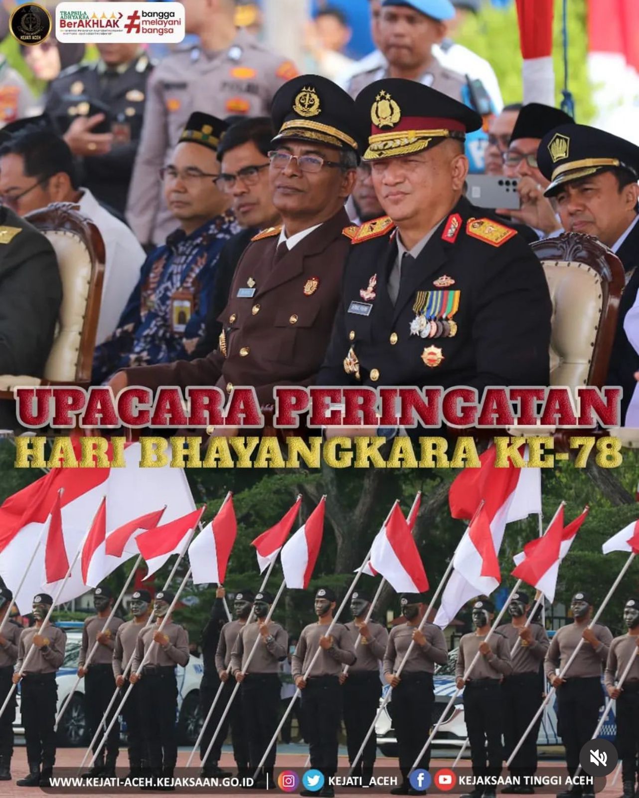 Wakajati menghadiri Upacara HUT Bhayangkara ke-78 di Mapolda Aceh