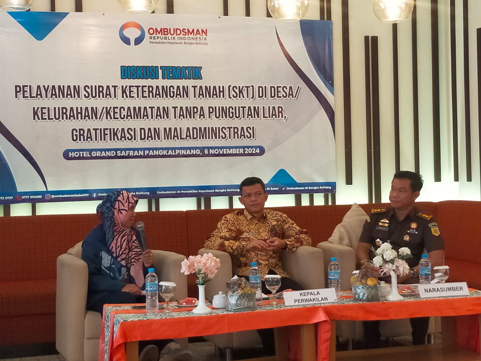 DISKUSI PUBLIK “PELAYANAN SURAT KETERANGAN TANAH DI DESA KELURAHAN KECAMATAN TANPA PUNGLI GRATIFIKASI DAN MALADMINISTRASI”