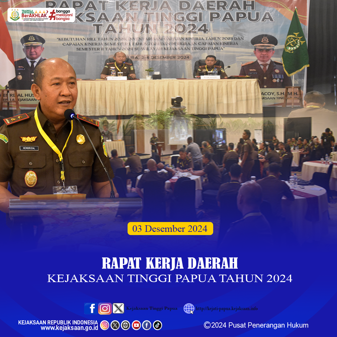 Kejaksaan Tinggi Papua Gelar Rapat Kerja Daerah Tahun 2024 di Jayapura